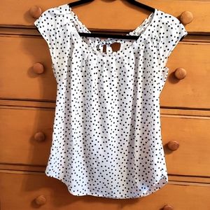 3 for $30 Tops! LC Lauren Conrad Black & White Polka Dot Cap Sleeve Blouse